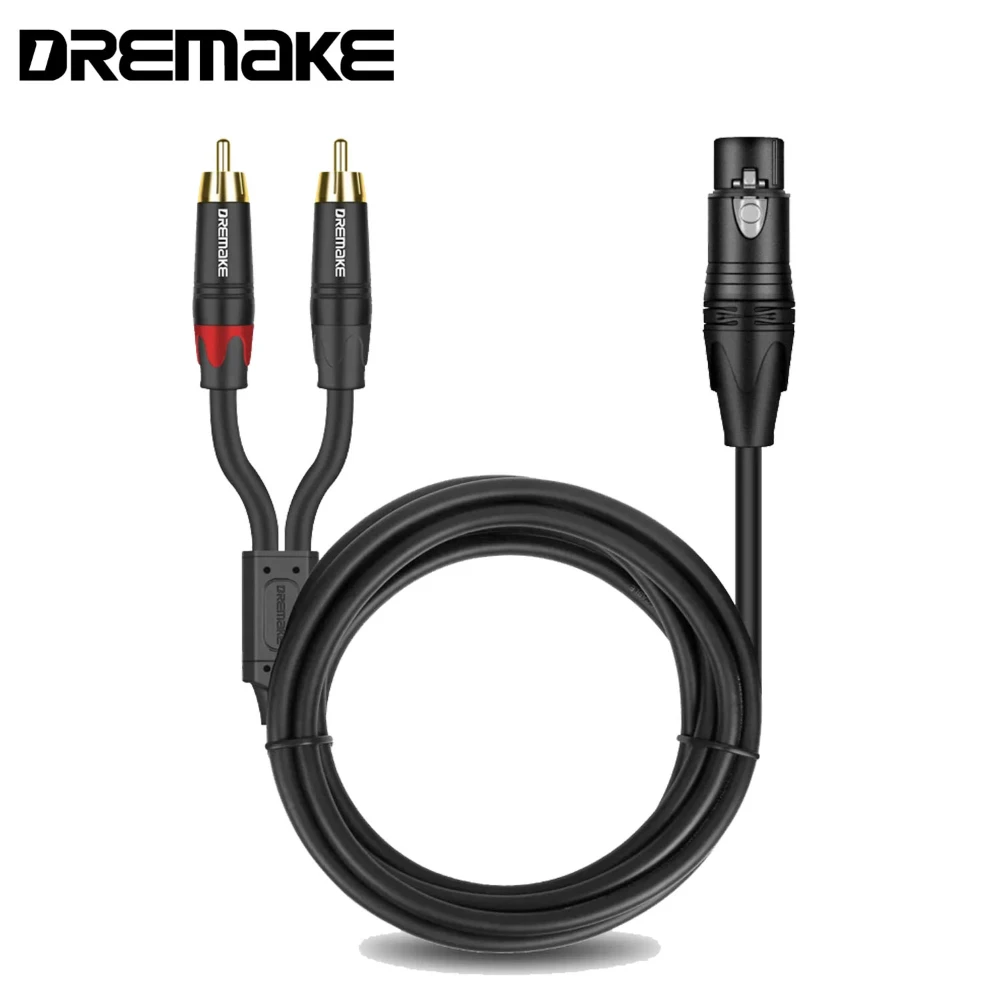 2RCA Male to XLR Female Audio Unbalanced Cable XLR 3-Pin to Double RCA Plug Y-Cable Patch Cord Adapter Microphone Cord for Mixer