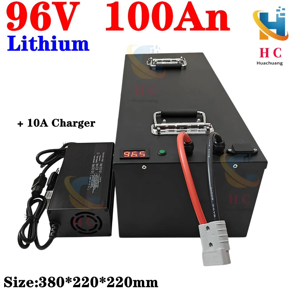 

waterproof 96v 100Ah lithium ion Rechargeable battery li ion for Excavatorvehicle RV AGV Forklift boat inverter + 10A Charger