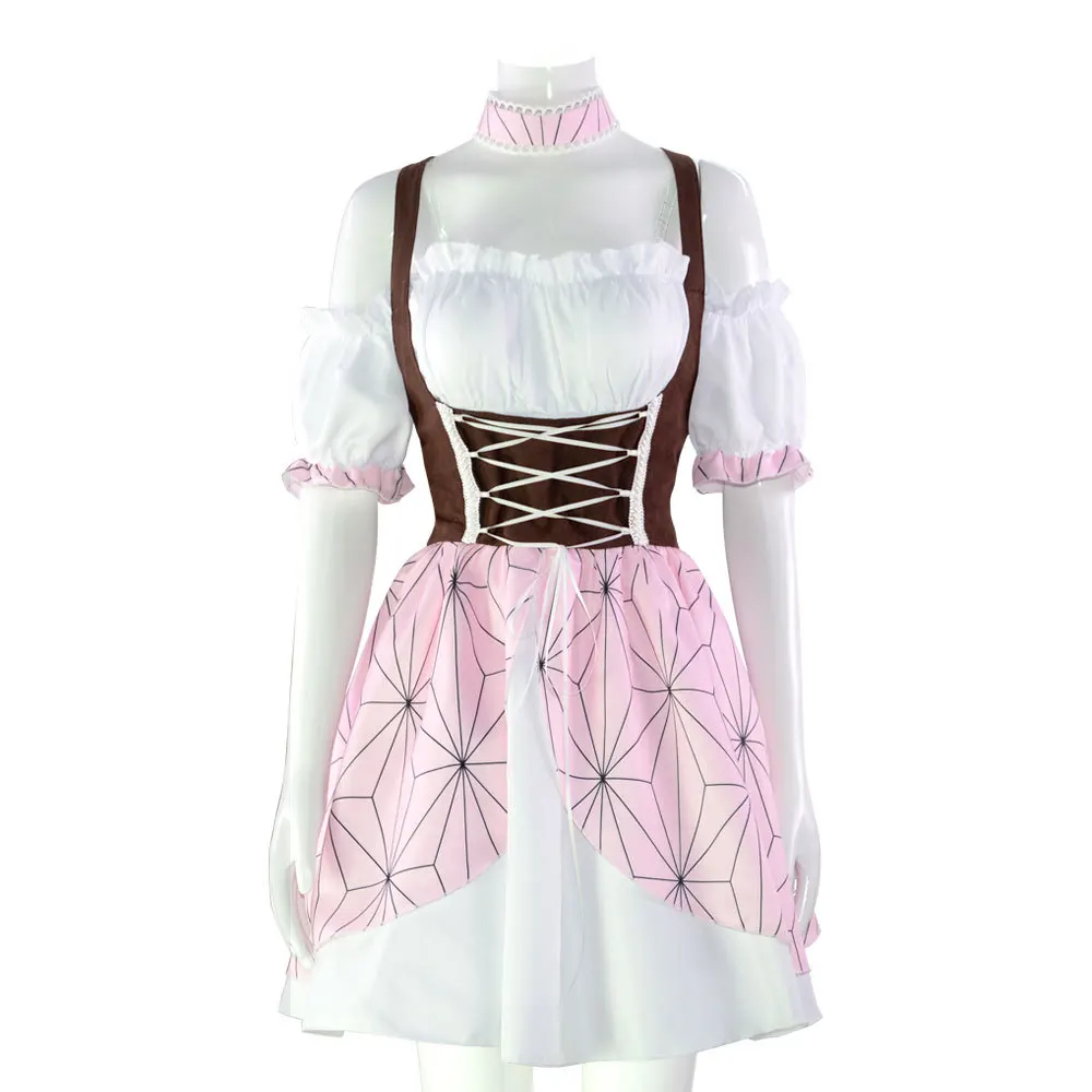 Anime Demon Kamado Nezuko Cosplay Kostuum Lolita Jurken Vrouw Meisje Halloween Cosplay Kamado Nezuko Kleding