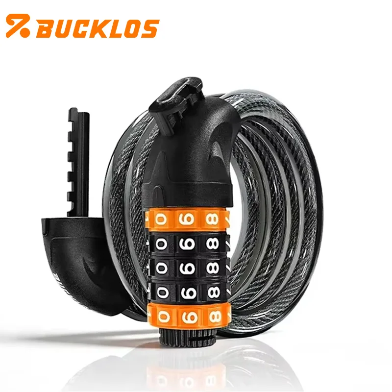 BUCKLOS Bicycle Cable Lock 5 Digit Code Safety Password Bicycle Locks Anti-theft Portable Electric Scooter Bike Lock