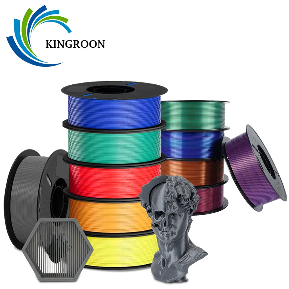 Kingroon PLA PETG 10KG 3D Printer Filament 1KG/Roll 1.75mm Multiple Colour Black White Gray High Quality 3D Printing Materials