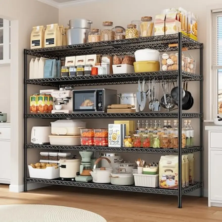 Heavy Duty 5 Tier Metal Wire Shelving Unit Garage Basement Pantry Commercial Storage Rack 71 Height