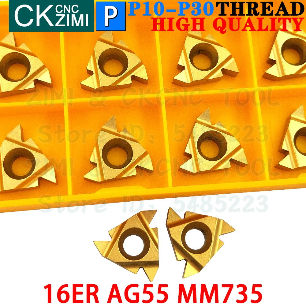 16ER AG55 MM735 إدراج كربيد يسار يمين داخلي خيط خارجي أدوات إدراج مترابطة RT16.01W G55P MMT16ER AG55 CNC أدوات خراطة معدنية
