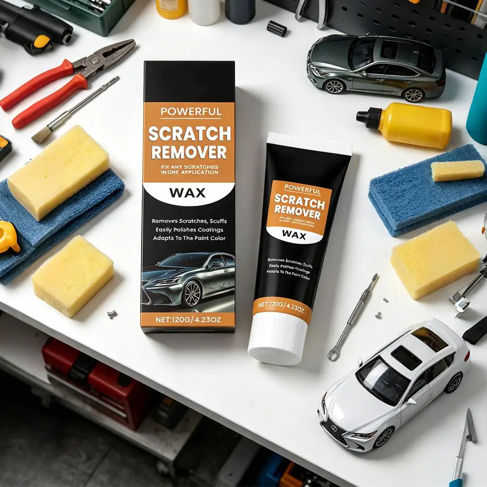 120g Car Scratch Remover Wax Repair & Polish Paint, Remove Scuffs Easily Powerful Car Scratch Repair Wax Fast Acting Scratch