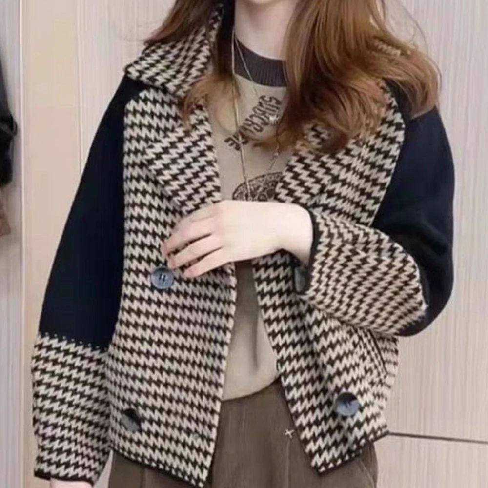 High-end mink velvet women's jacket autumn and winter new suit collar thickened outer wear knitted cardigan top female Korean