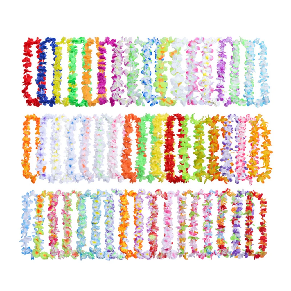 50 Pcs Hawaii Garland Bulk Hawaii Garland Hawaiian Flower Leis Festive Party Supplies Wreaths Garlands Decor Accessories