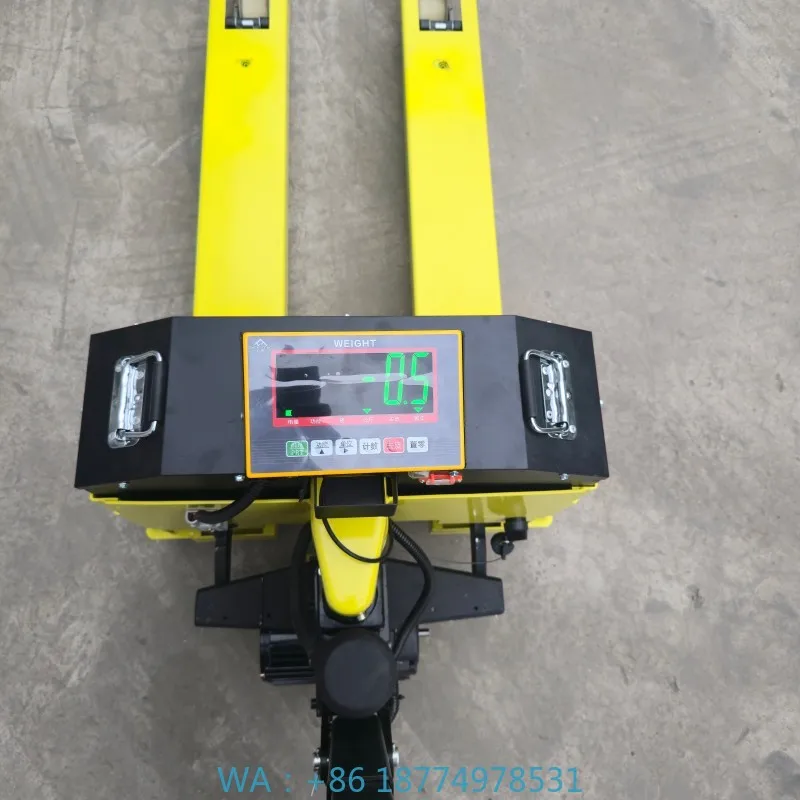 Wózek paletowy z wagą, wózek widłowy do transportu, popularny model 1500kg 3000kg, elektroniczna waga, elektryczny wózek paletowy