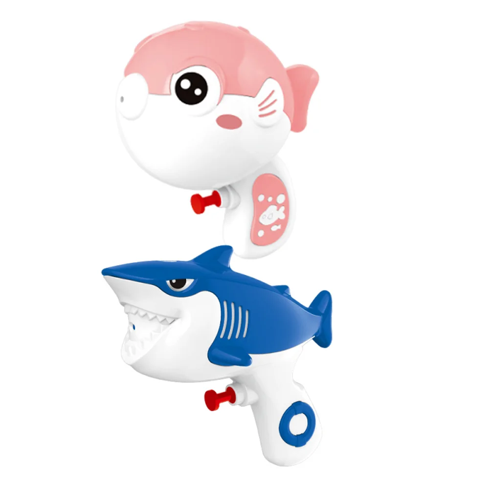 2Pcs Shark Pufferfish Water Gun Set Cute Animal Design Summer Beach Pool Party Favors Outdoor Water Play Soaker Fun