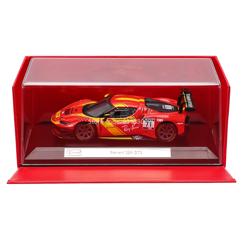 Bburago 1:43 Le Mans Ferrari 296 GT3 2022 488 250 512 Alloy Luxury Vehicle Diecast Pull Back Cars Model Toy Collection Gift