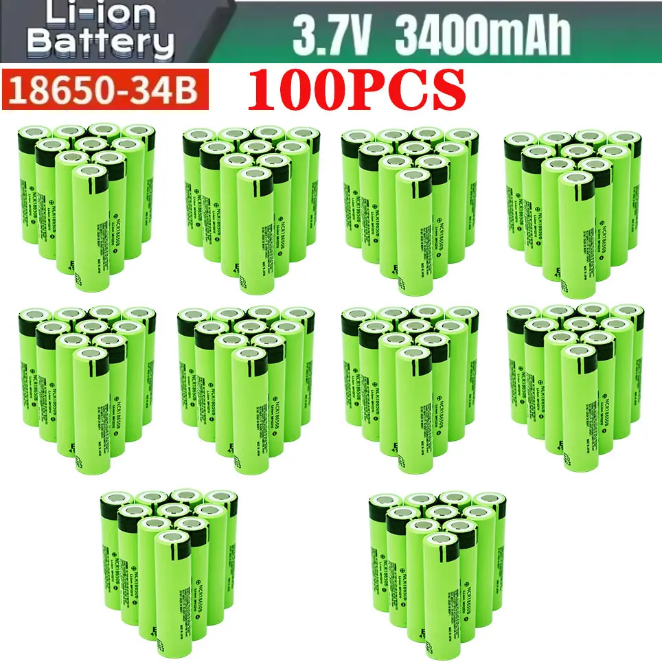 NCR18650B 3,7 V 3400 mAh 18650 100% nieuwe en originele oplaadbare batterij met puntige kop voor zaklamp, draagbare ventilator en scheerapparaat