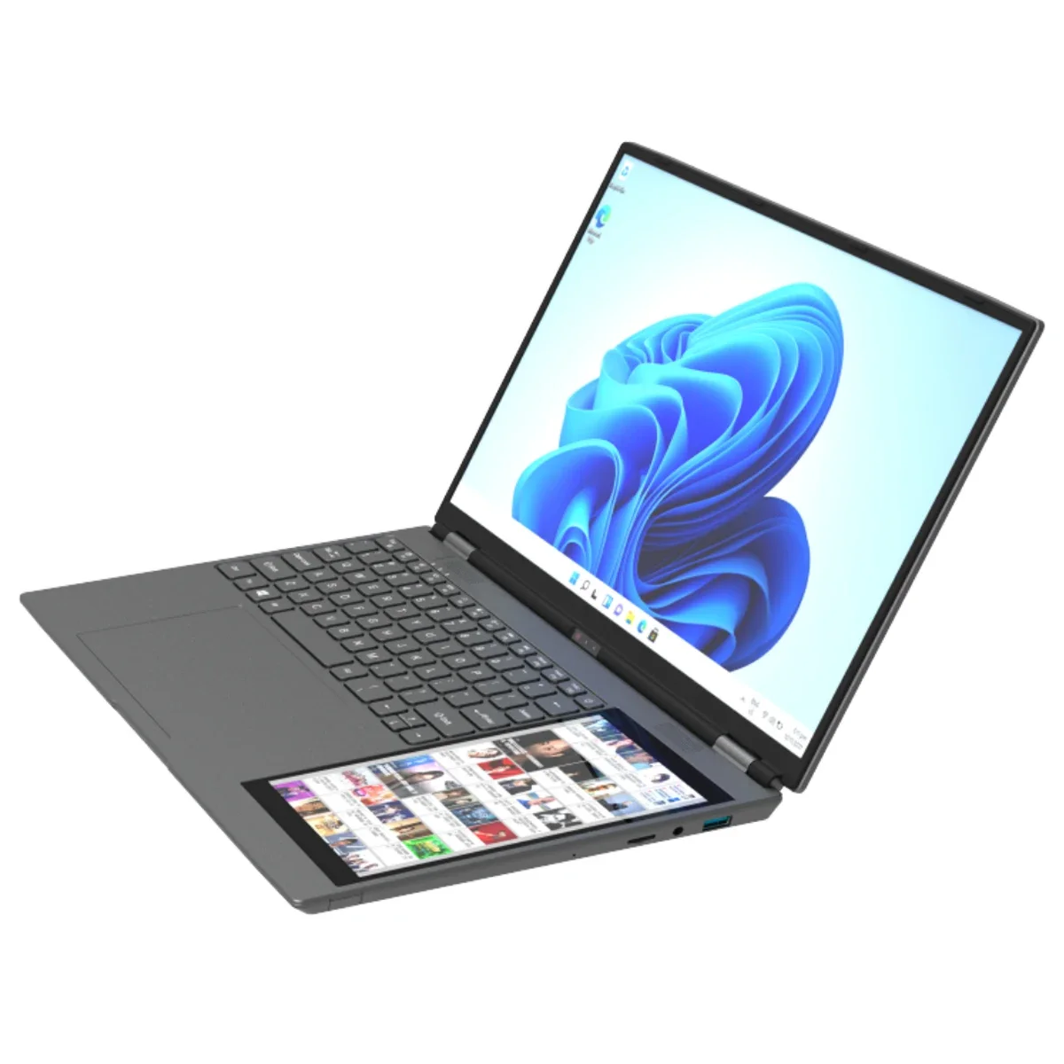 QMDZ 15.6"+7" Dual Screen Laptop Computer, Intel 12th N95 32GB/16GB DDR4 RAM, RGB Backlit Keyboard 7" Touch Screen Notebook PC