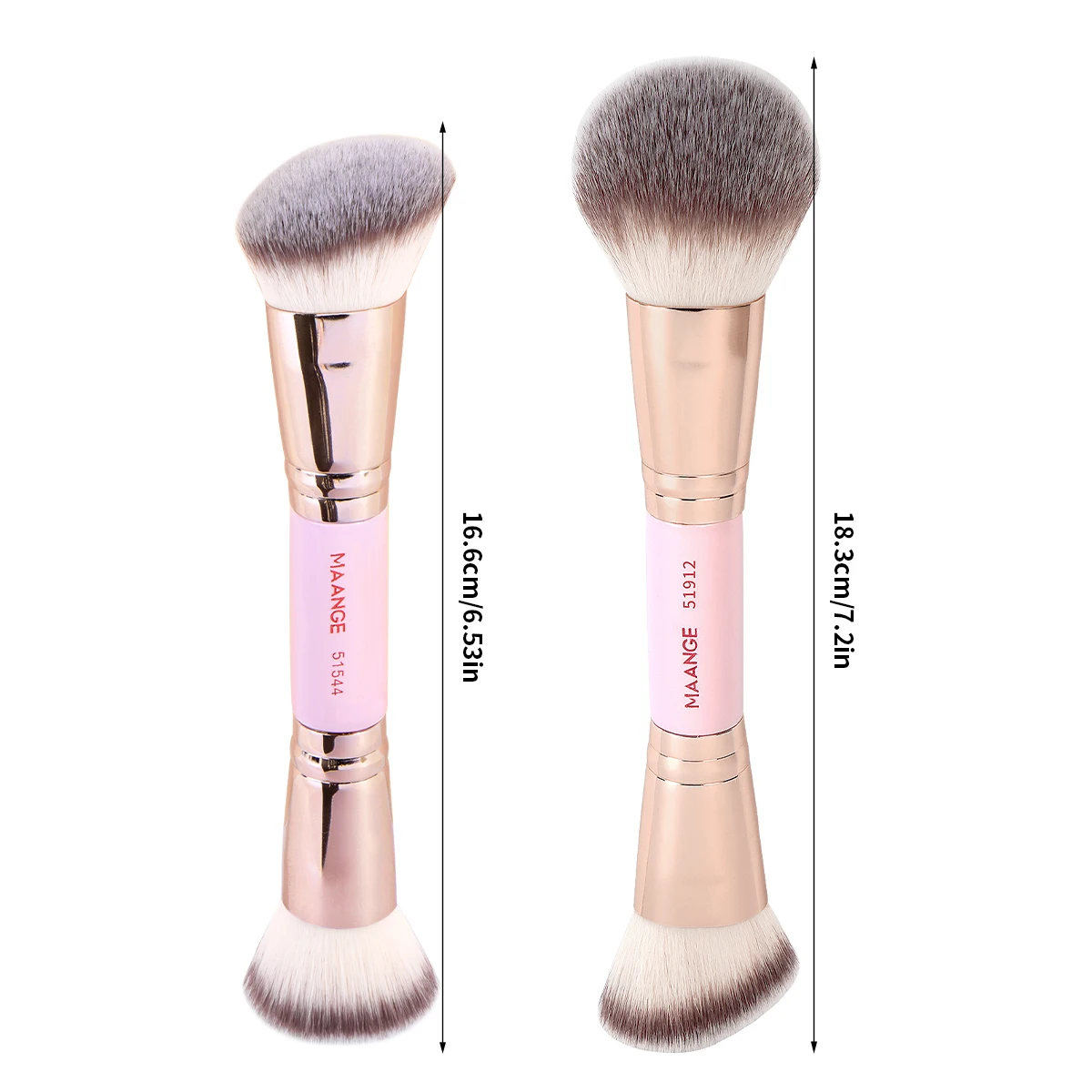 MAANGE 2PCS Foundation Makeup Brush Double-ended Flat/Angle Top Contour Brush for Beauty Blending Liquid Powder Concealer Cream