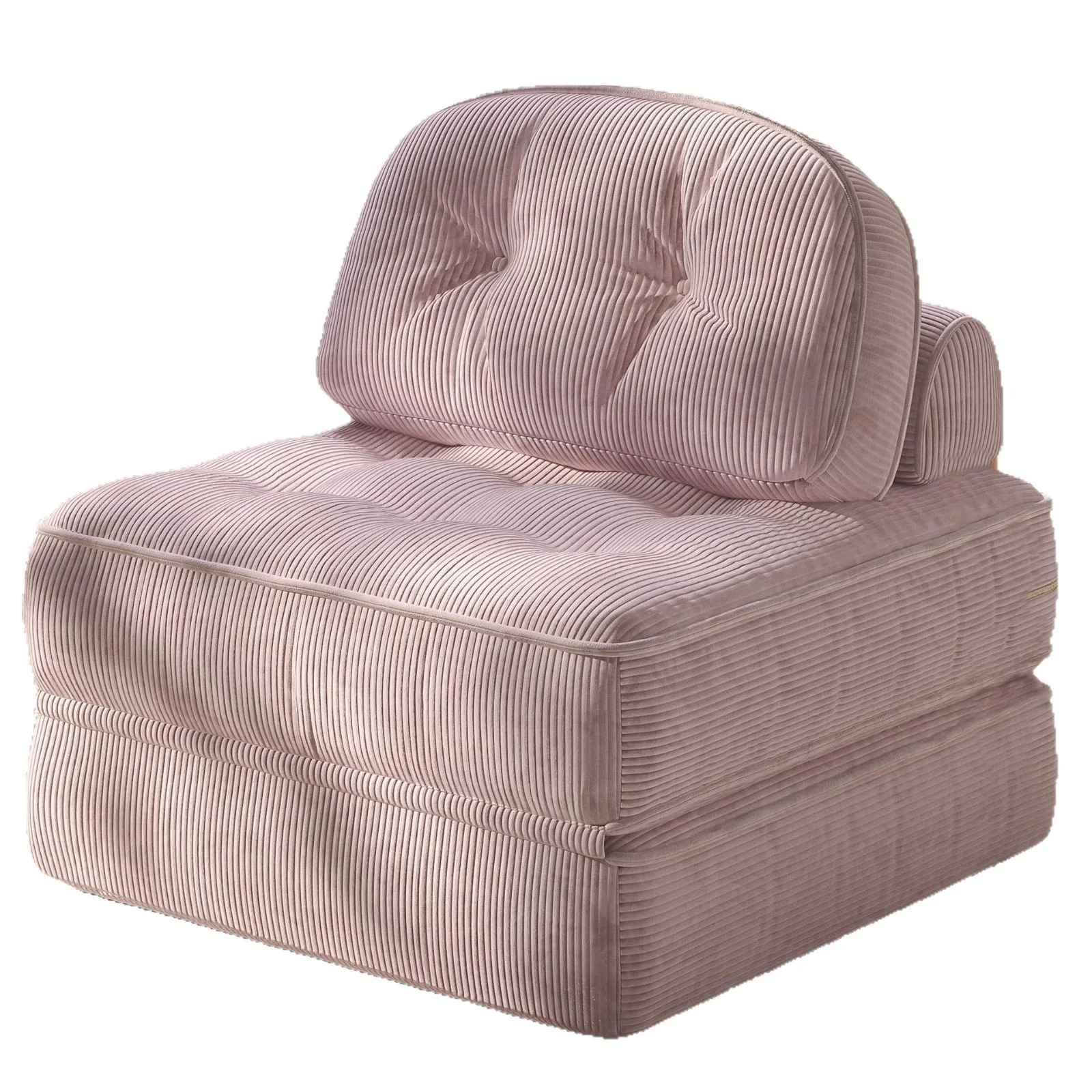 #Pink Plush Corduroy Foldable Sofa Bed Vacuum Packed Cozy Seating Converts to Bed Shipping Friendly for Home Apartment