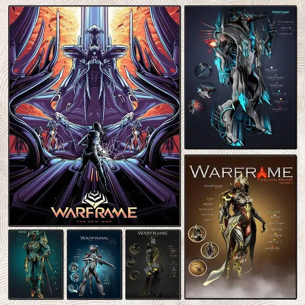 Popular Games W-WarframeS Poster HD posters Self-adhesive waterproof ideal for living room bedroom bar decoration