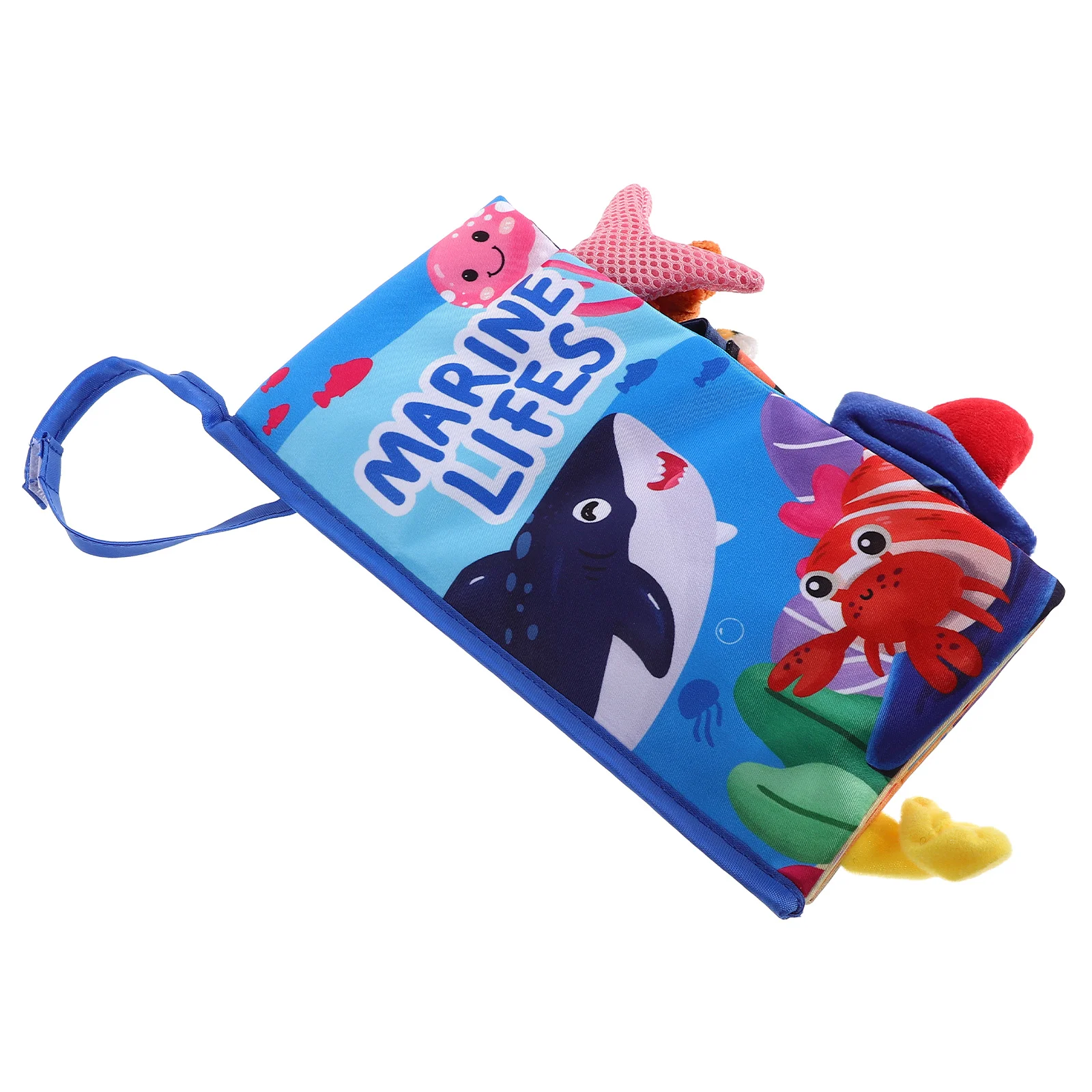 Libro di stoffa increspata per bambini Tema oceano Tessuto morbido Design della coda 3D Sviluppo sensoriale Libro da bagno per attività infantile Neonato precoce