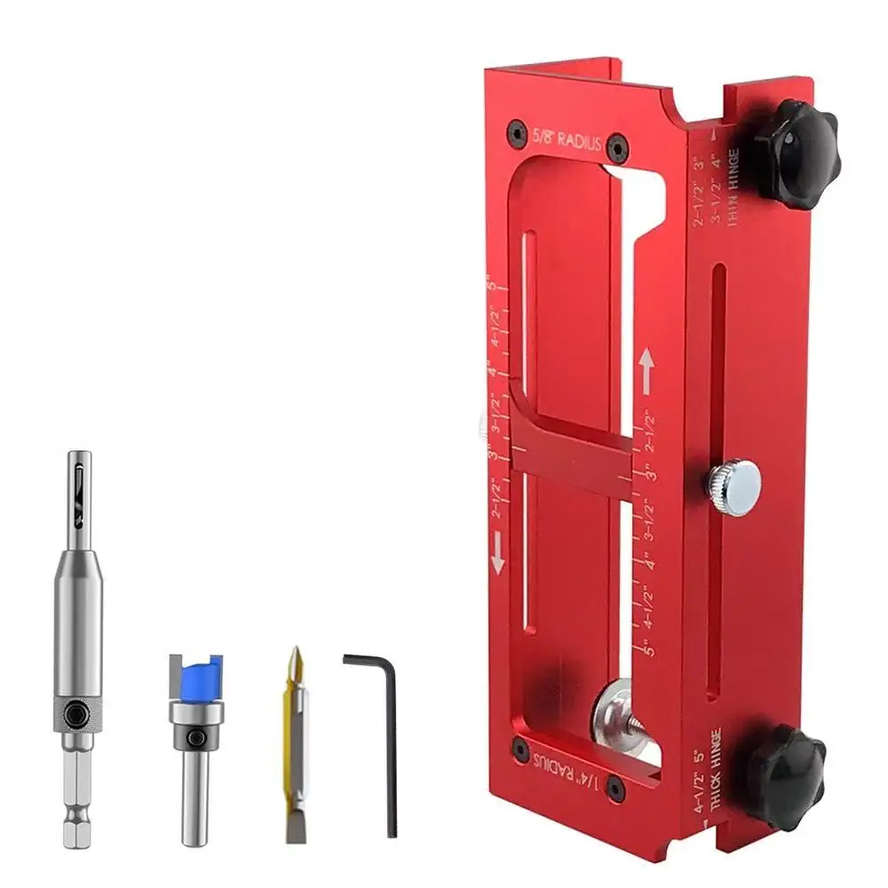 Door Hinge Jig Door Hinge Template Kit for Router Adjustable Mortise Jig for Multiple Hinge Sizes