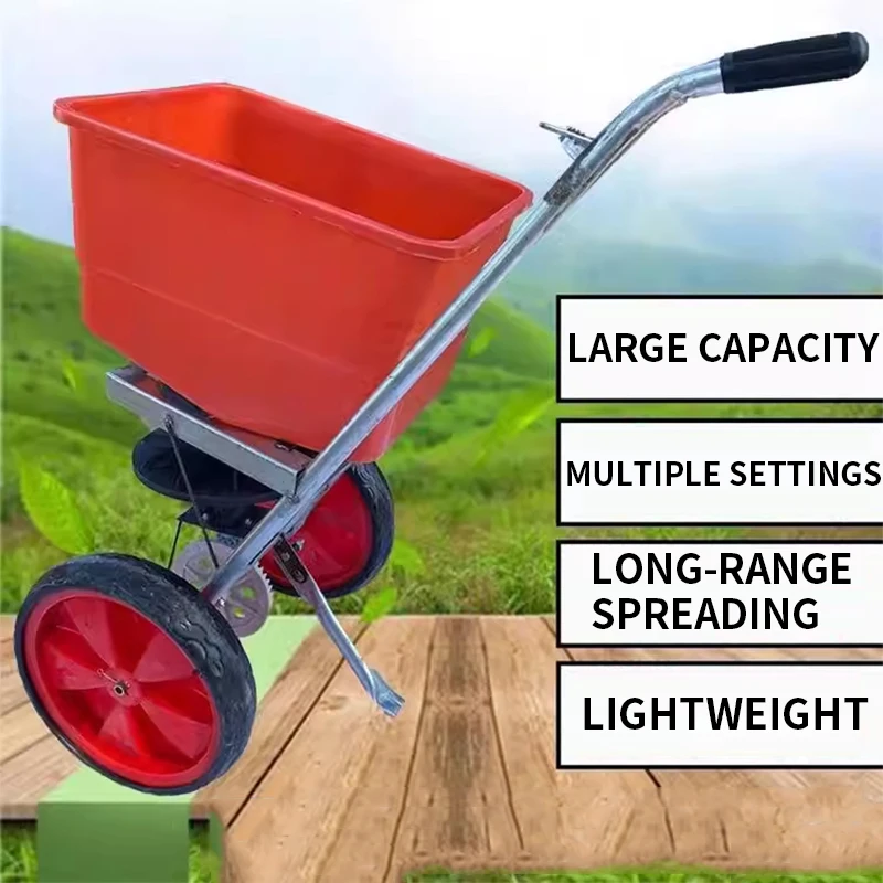 

Compact Multi-Function Grass Seed Sowing and Fertilizing Machine | Agricultural Hand-Pushed Spreader | Foam-Tire Fertilizer Spre