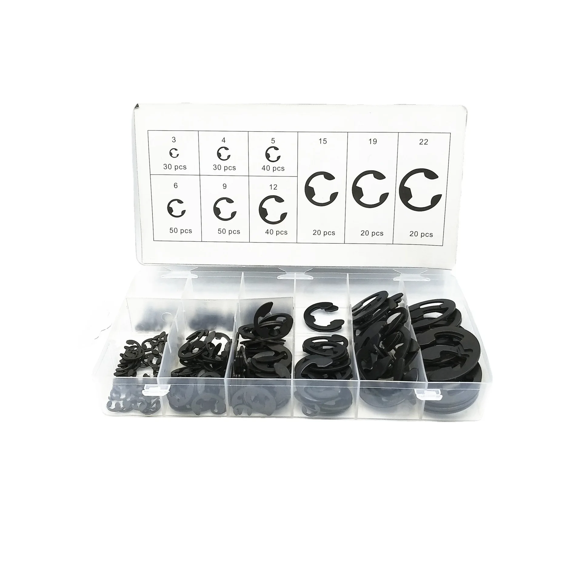 Multiple Specifications Hardened E Type Snap Spring Opening Outer Buckle Set 300PCS Metal Split Washer