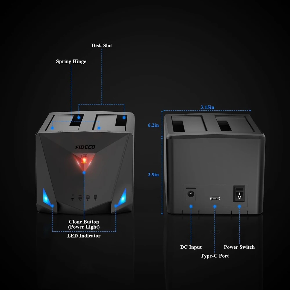 FIDECO Hard Drive Docking Station for 2.5 or 3.5 inch SATA HDD SSD Hard Drive Dock with HOffline Clone Function Support UASP view 4
