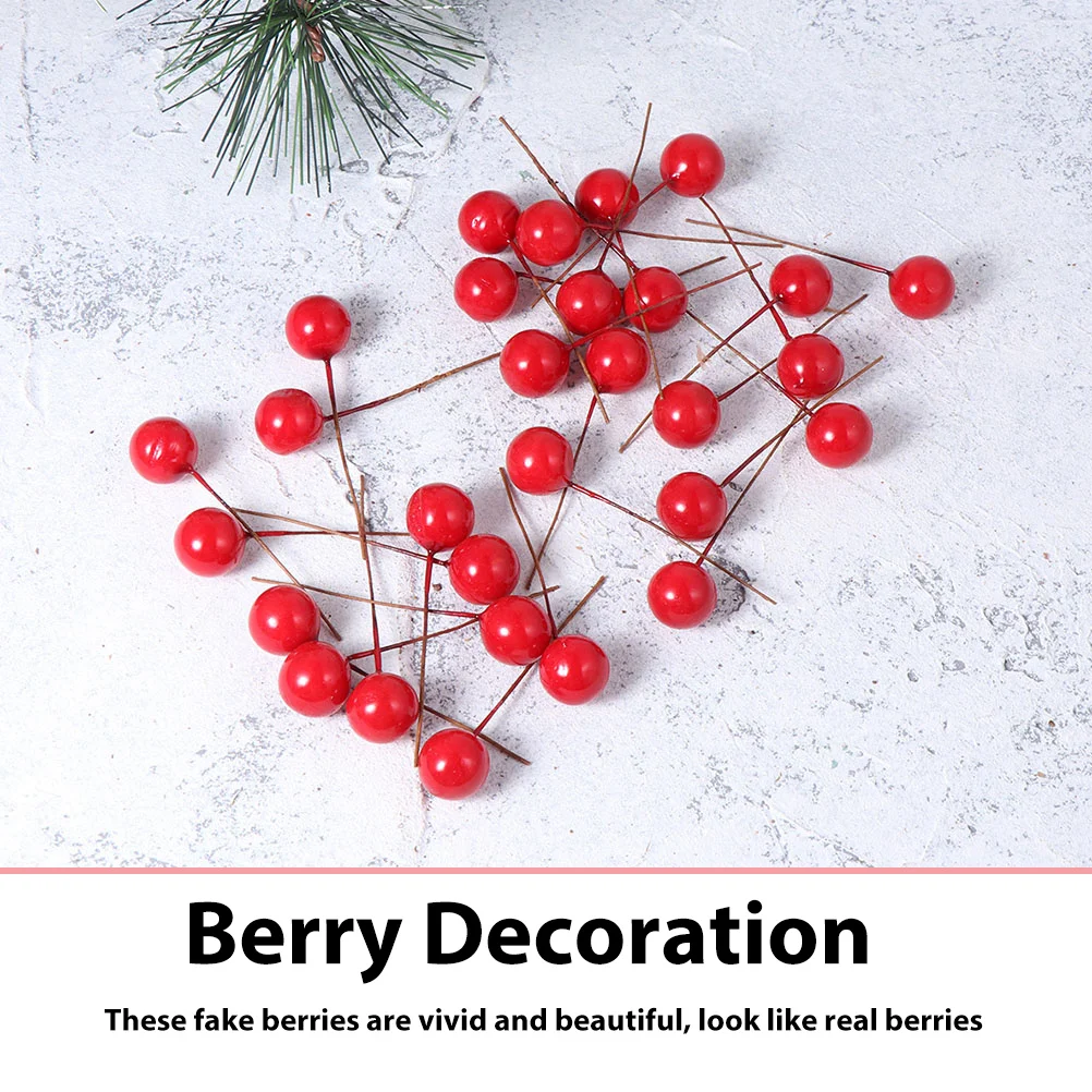 

300Pcs Christmas Artificial Berries Lifelike Red Decorative DIY Home Decor Christmas Party Ornament Artificial Berries