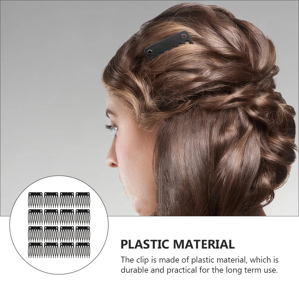 

100Pcs Black Plastic Caps Clips Comb Multi Purpose Accessory Decor Secure Fit Hairpiece Fixing Tool Supply
