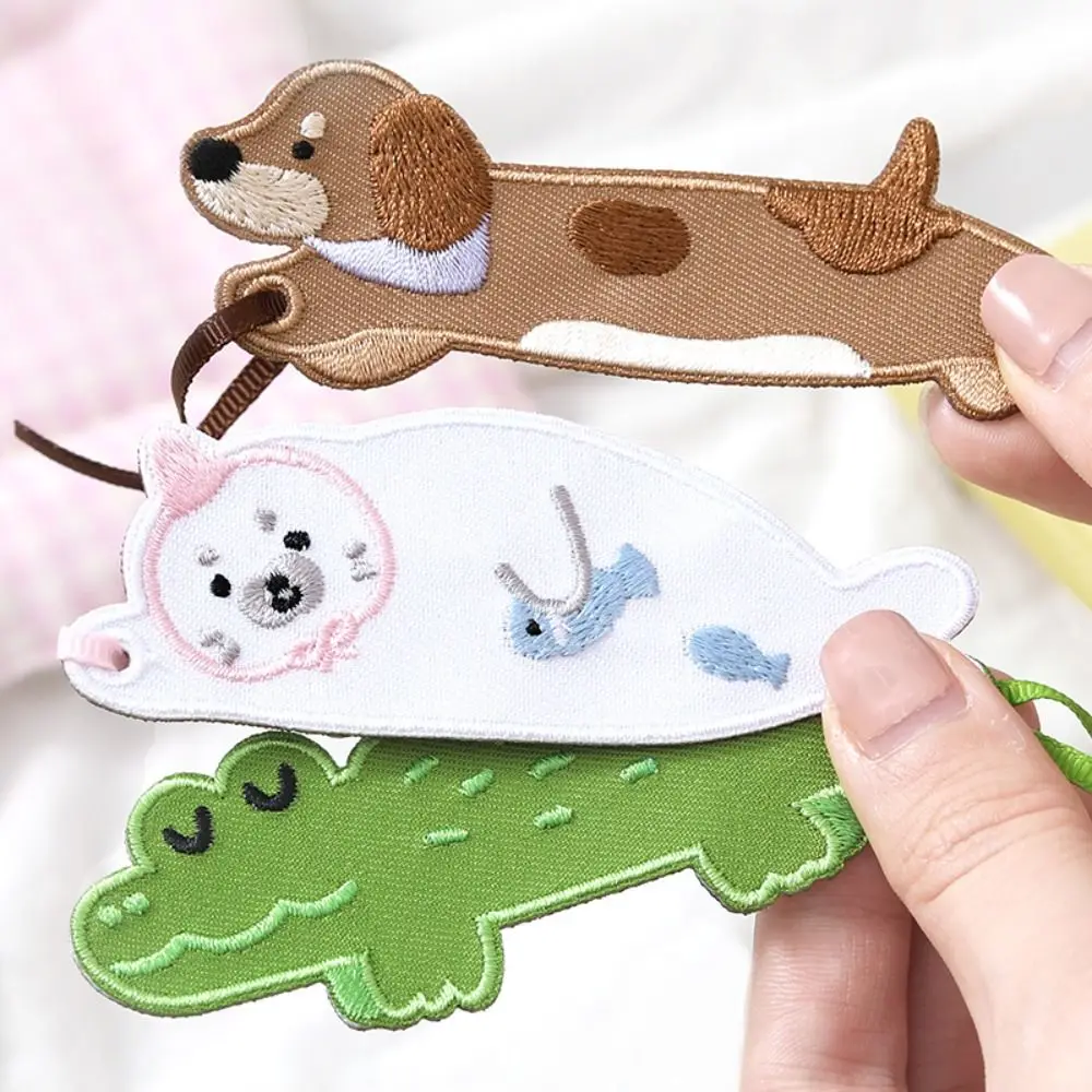 New Crocodile/Elephant/Dachshund/Seal Embroidered Bookmark Embroidered Reading Book Marker Page Pagination Mark School Office