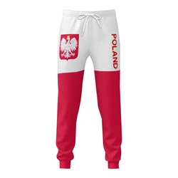 Mens Sweatpants Emblem Poland Flag Pants with Pockets Joggers Soccer Football Multifunction Sports Sweat With Drawstring