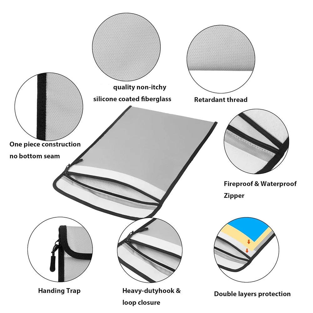 

Усовершенствованный набор из 3-х огнестойких водонепроницаемых пакетов для документов и денег, 2000 г. ° F-стойкие сумки