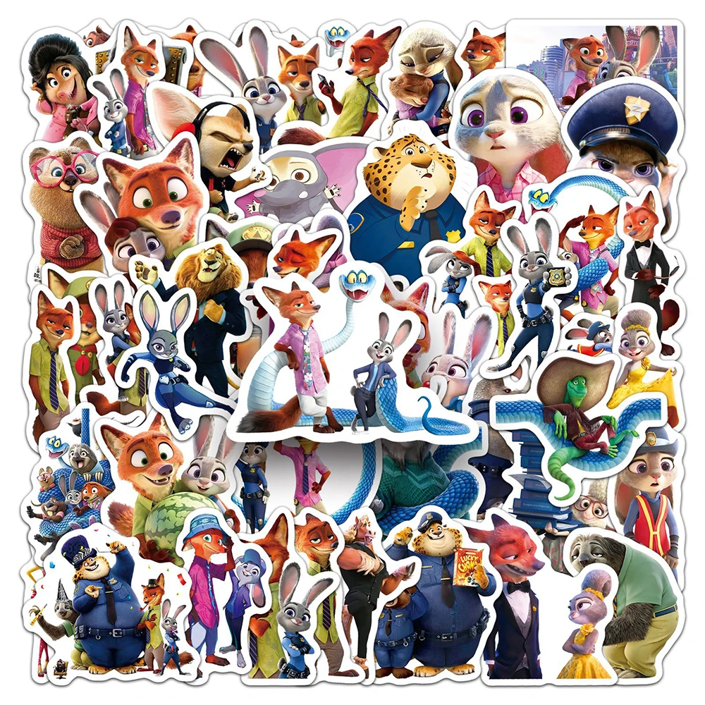 10/30/50 stuks Disney Zootopia 2 Anime Judy Nick Stickers Leuke Cartoon Dier Vos Konijn Slang Sticker bagage Notebook Telefoon Decal