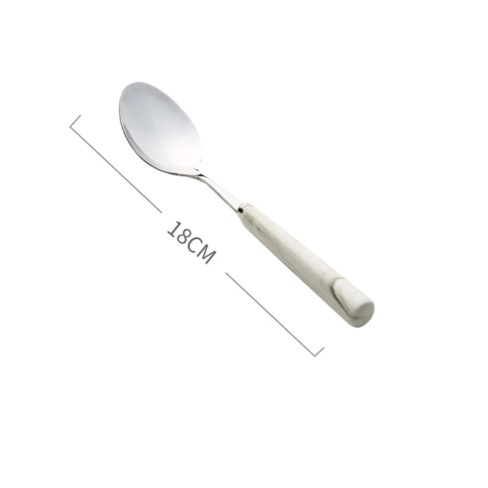 

5Pcs Flatware Set Stainless Steel Spoon Fork Kit Modern Marble Finish Strong Lightweight Comfortable Grip for Home Restaurant