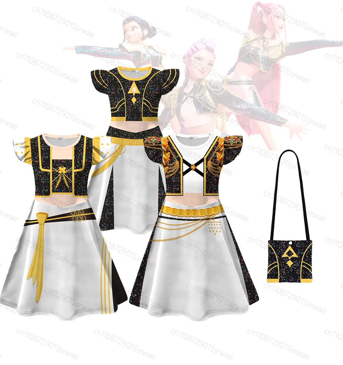 

Kids Anime Kpop Demon Hunters Cosplay Costume Dresses Girls Halloween Dress Up Halloween Party Costume