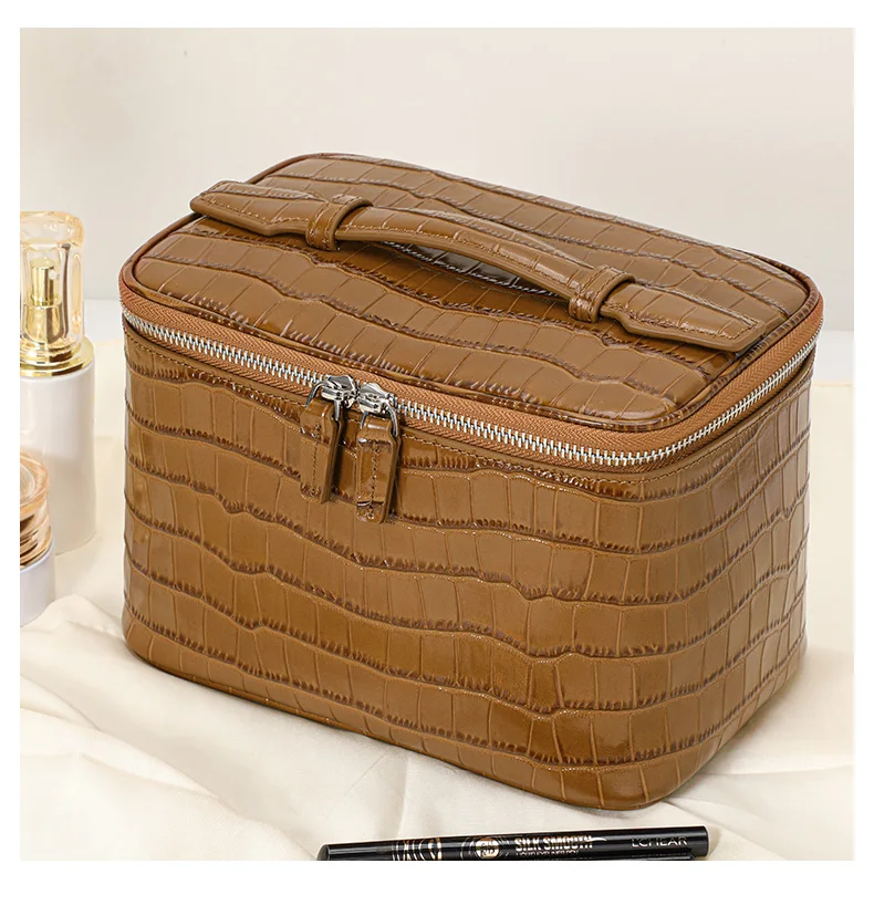 Aidrani Mini-Quadrat-Tasche aus echtem Leder mit Krokodilmuster, Handtasche mit großem Fassungsvermögen, Aufbewahrungstasche für Damen – Detail 6