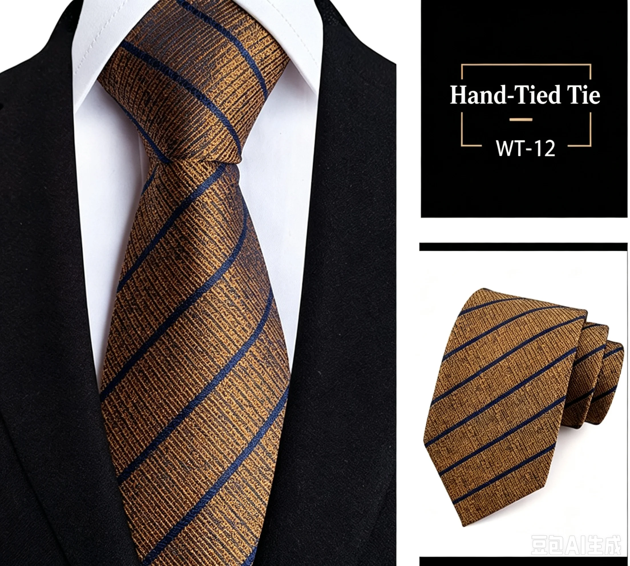 Men's 8cm Woven Striped Necktie Hand‑Tied Polyester Silk Tie Formal Business Professional Suit Shirt Neck Accessory Gentleman