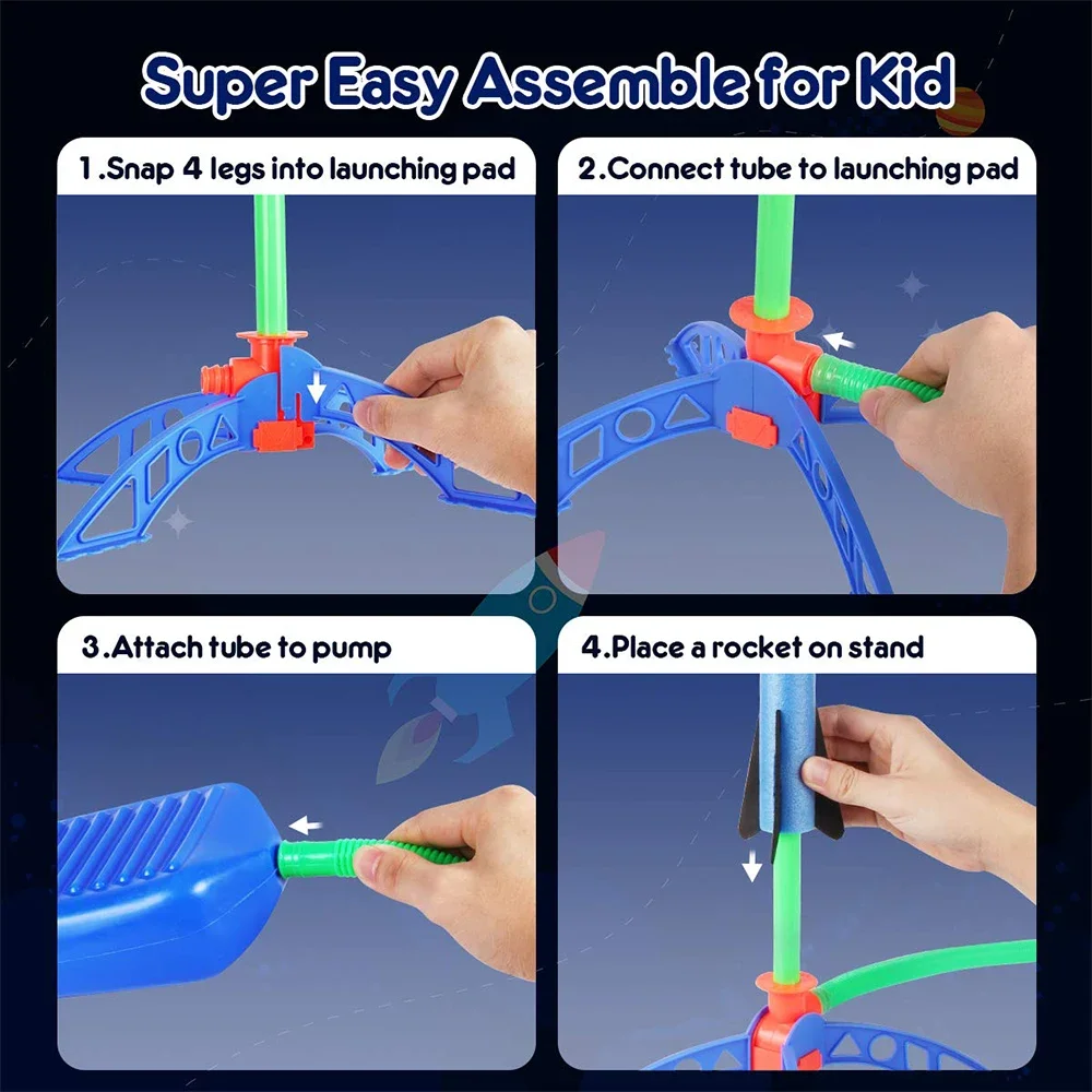 Interactive Battle Air Foot Pump Rocket Cupola Outdoor Air Pedal Squeeze Soaring Rocket Kids Game Jumping Sports Set Kids Gifts