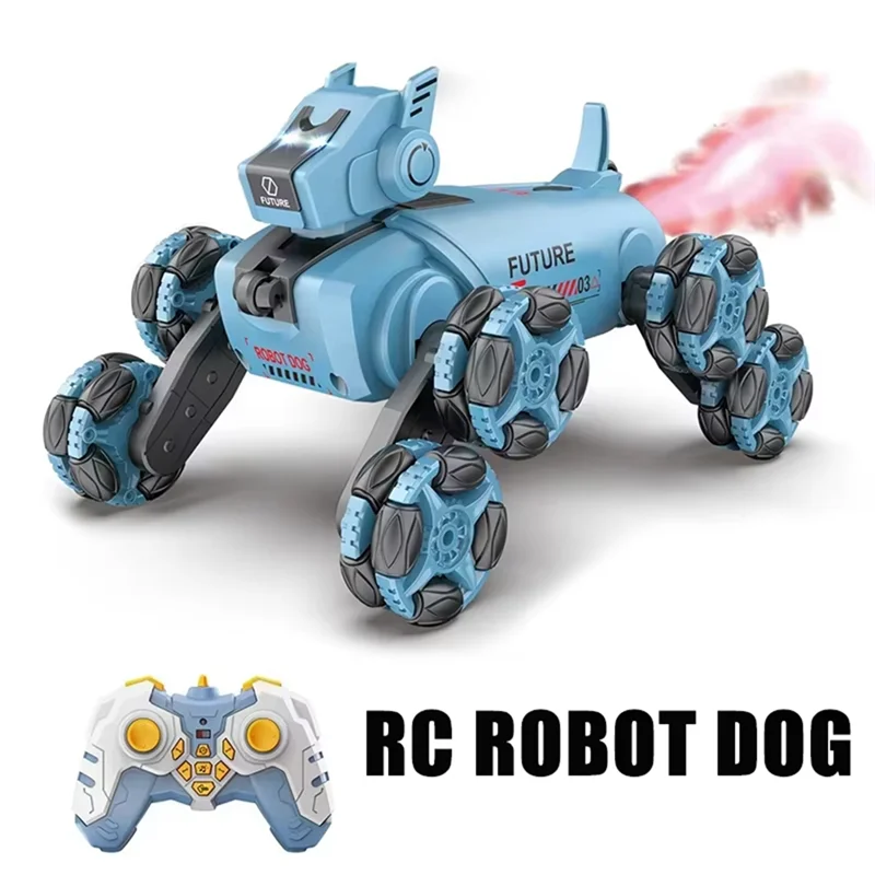 YSUN-RC Dublê Cão Robô Controle Remoto Pulverizador Mecânico Inteligente Modo Cão Música 360 °   Presente para criança com deriva de rotação