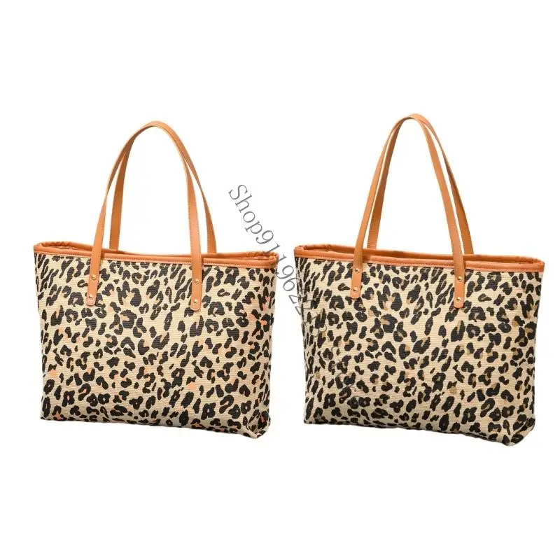

Lightweight Leopard Print Beach Bag Spacious Interior Multipurpose Large Women's Shoulder Bag for Various Occasion 066F