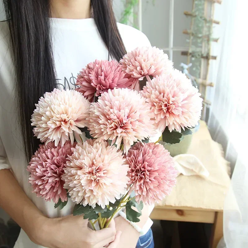 

3Pcs Silk Dandelion Flower Ball Fake Flowers DIY Home Wedding Decoration Artificial Flower Bouquet Valentine's Day Gifts