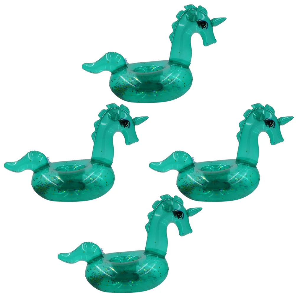 Porte-boisson flottant gonflable licorne, 4 pièces, tasse en PVC, fournitures de fête sur la plage et la piscine, événements à thème d'été