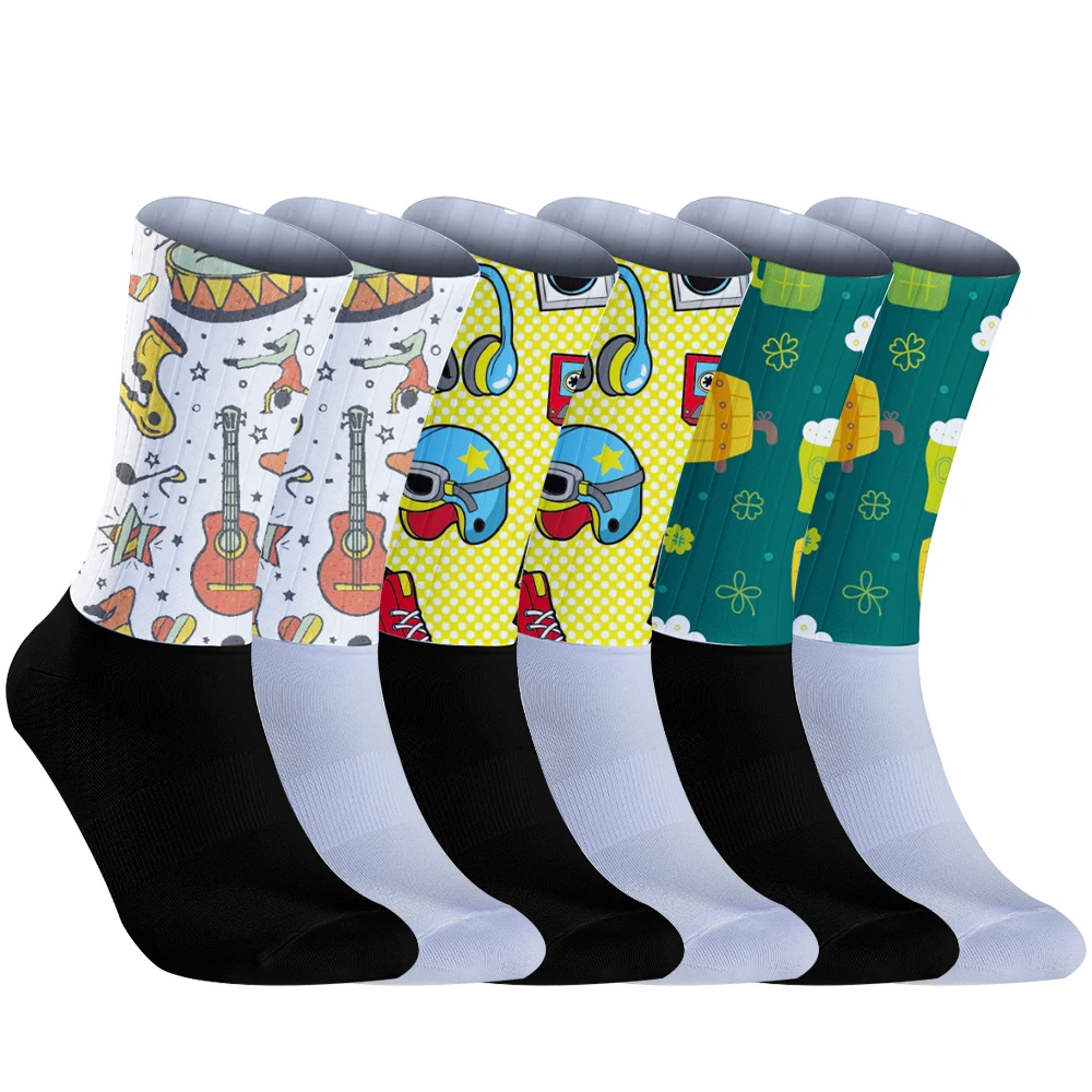 

Новые летние велосипедные носки Highway Motion: комфортные, влагоотводящие, нескользящие, с рисунком «пивные наушники»