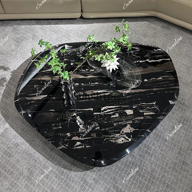 

Light luxury natural silver marble coffee table modern new design simple small apartment living room FT
