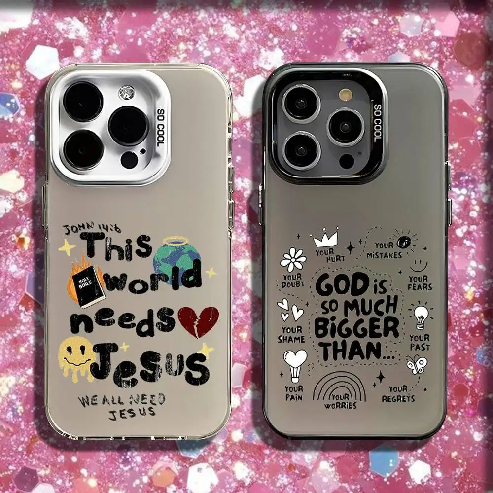 

Jesus God Quote Scrawl Phone Case For iPhone 16,15,14,13,12,11,Pro,Max,Plus,Mini,SE Black White Matte Shockproof Cover