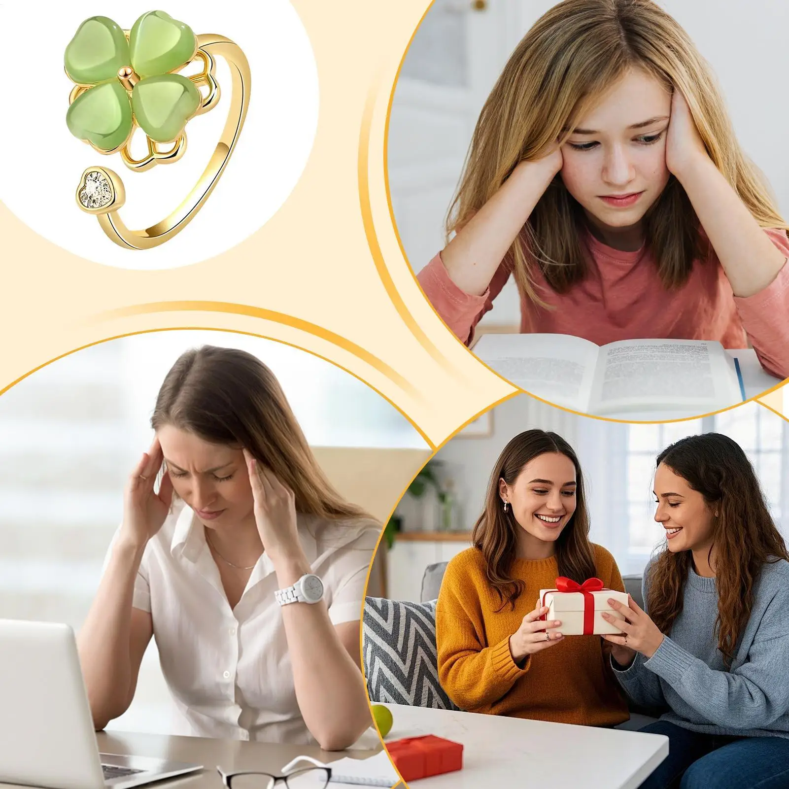 スピナーリング 調整可能 フィジェットトイ 静かな指遊びリング ストレス解消グッズ 男性 女性 オフィス 教室 運動 飛行機 仕事用