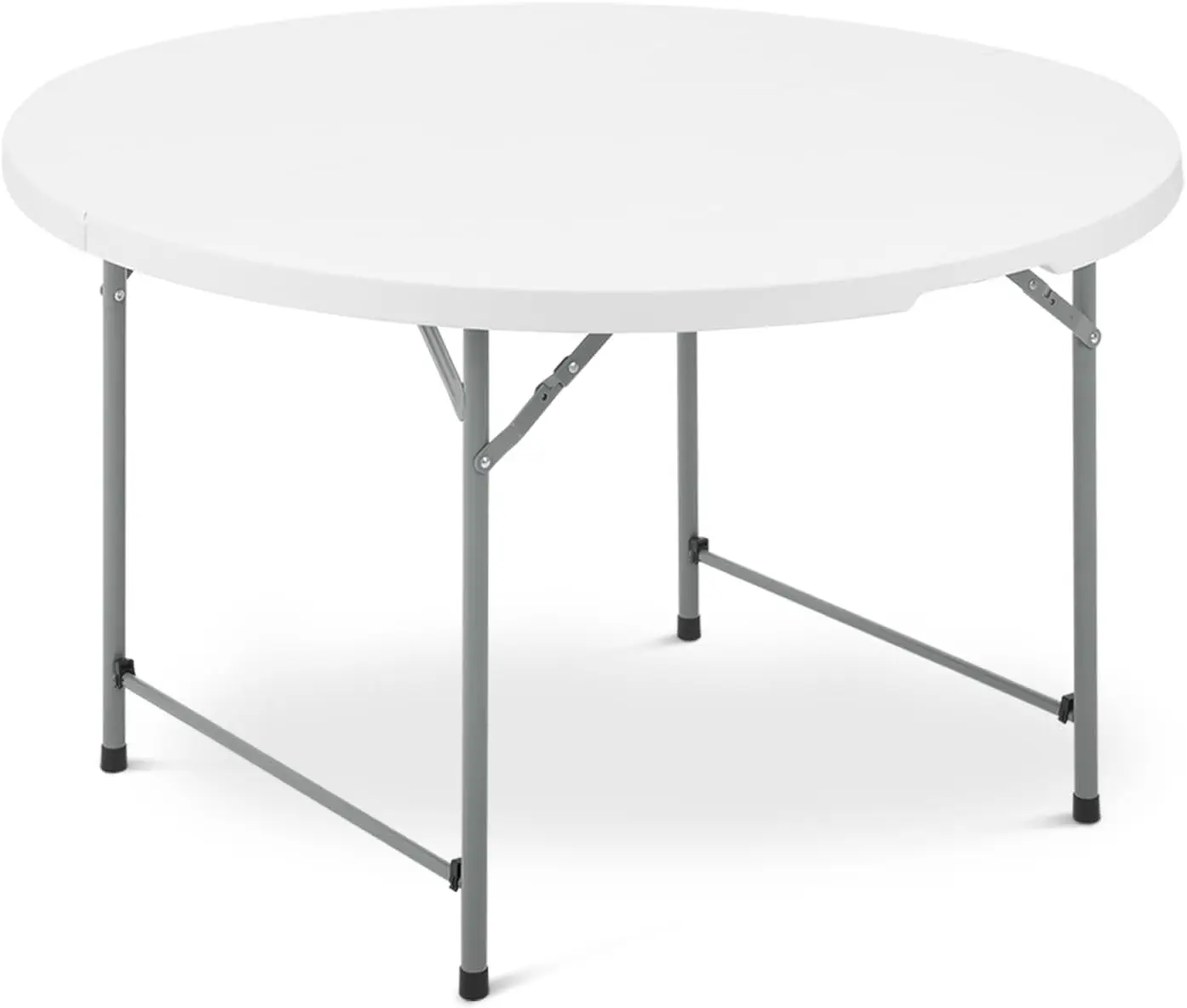 

Круглый складной стол, пластиковый обеденный стол для дома и улицы с ручкой для свадьбы на пикник (белый, 48 дюймов)