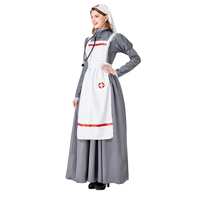 Sexy Damen Halloween Retro Mittelalterliche Krankenschwester Arzt Rollenspiel Kostüm Set Weibliche Französische Dienstmädchen Bühnenauftritt Faschingskostüm – Detail 9