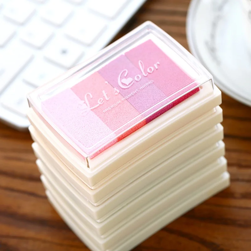 1pcs Gradient Colors Inkpad Clear Stamps DIY Craft Ink Pad Rubber Stamps Inkpad Ink Stamp Pad Colorful Cartoon Craft Inkpad