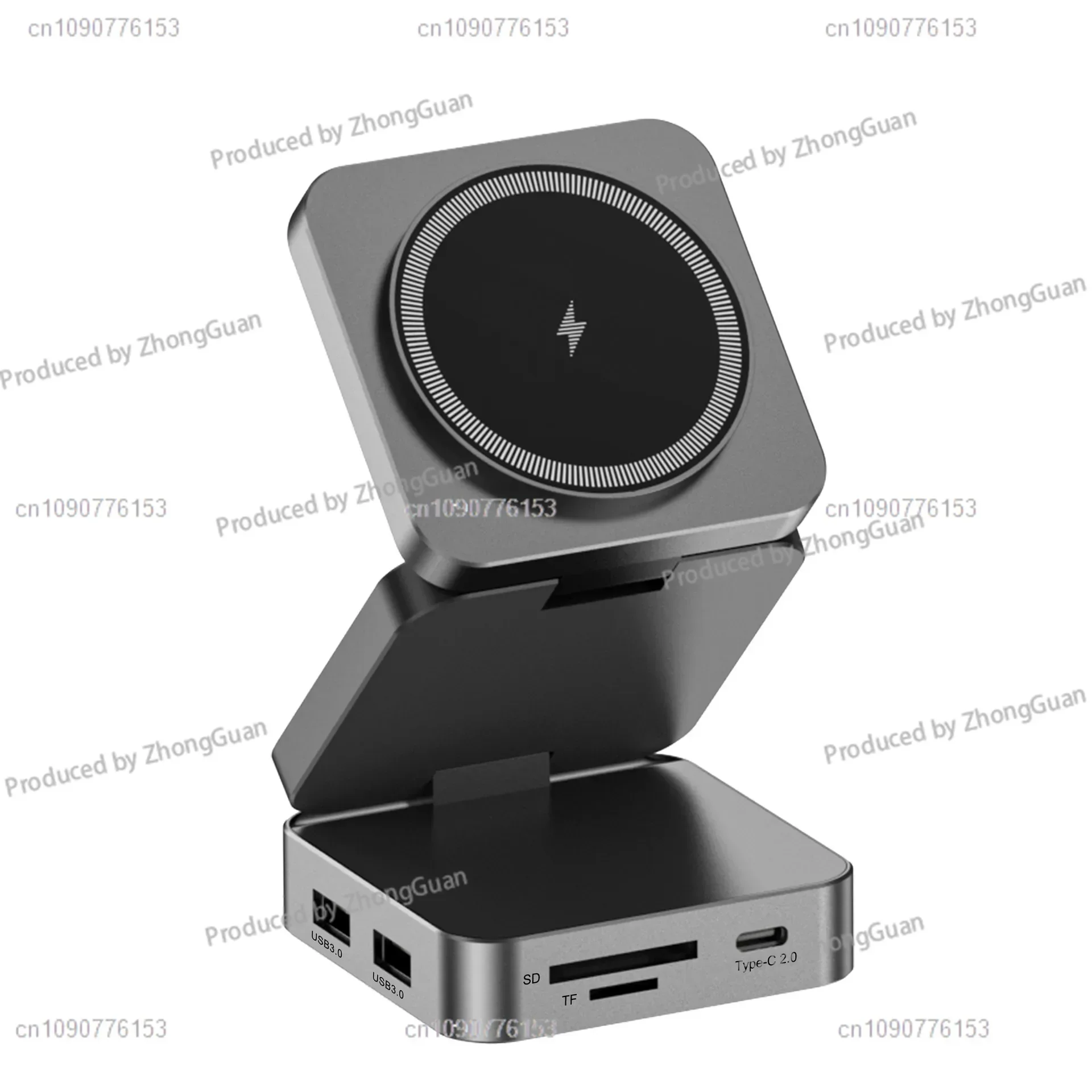 10 in 1HUB Docking Station 15W Aluminum Alloy Magnetic Suction Wireless Fast Charging Hub External Computer USB Hub