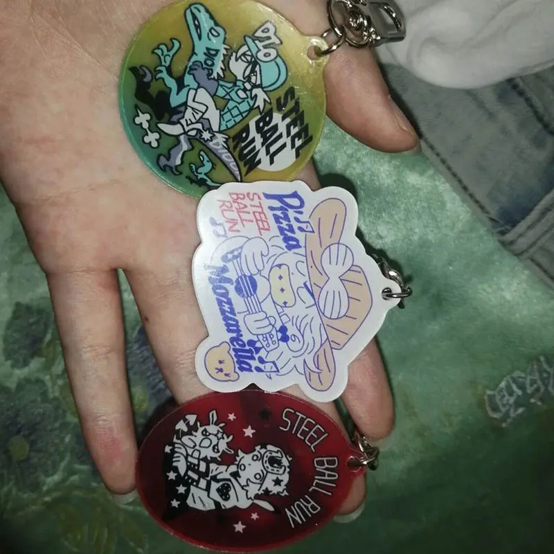 LLavero de Cosplay de Anime STEEL BALL RUN SBR, colgante acrílico, llavero, adorno Kawaii, 3 unids/set, accesorios para bolso