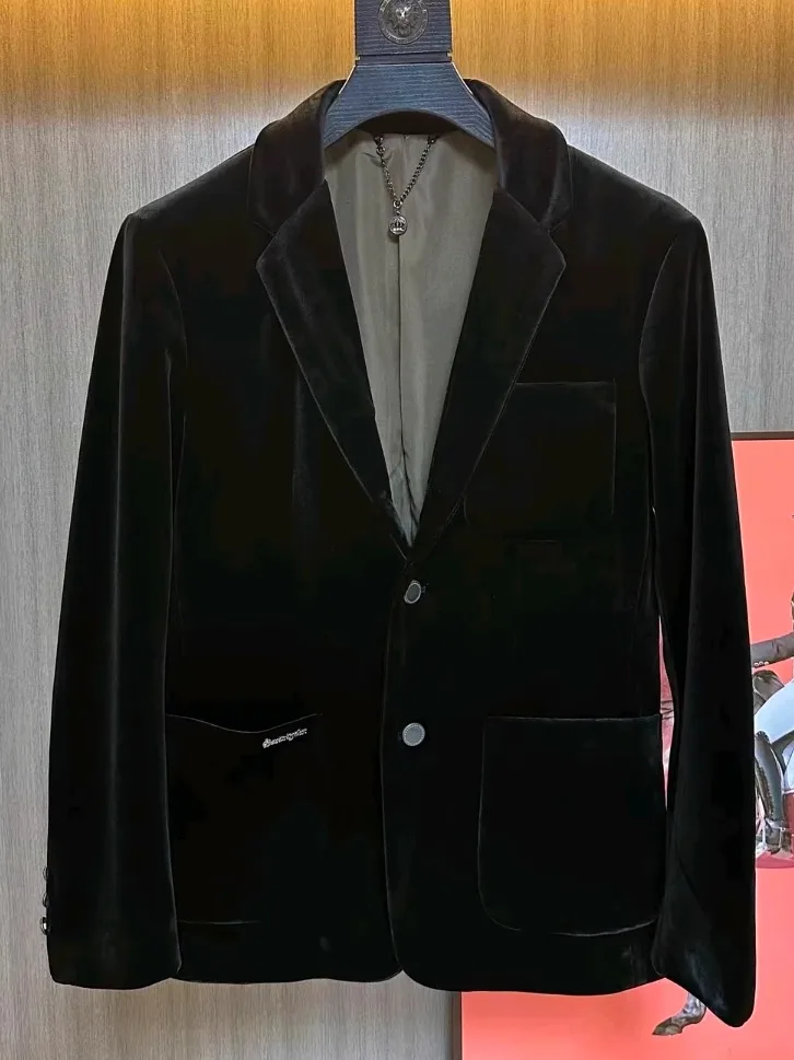 

Новый мужской повседневный костюм 825: Весна-Осень, высокое качество, комфортный, модный, деловой, стильный, приталенный крой, длинный рукав, мягкая ткань