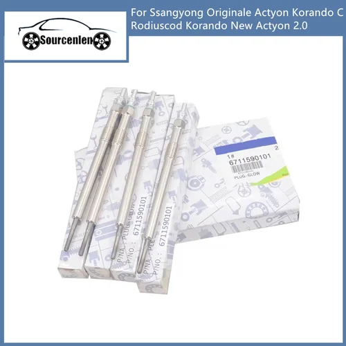 Bujía incandescente para Ssangyong original Actyon Korando C Rodiuscod Korando New Actyon 2,0 6711590101, 4 unidades