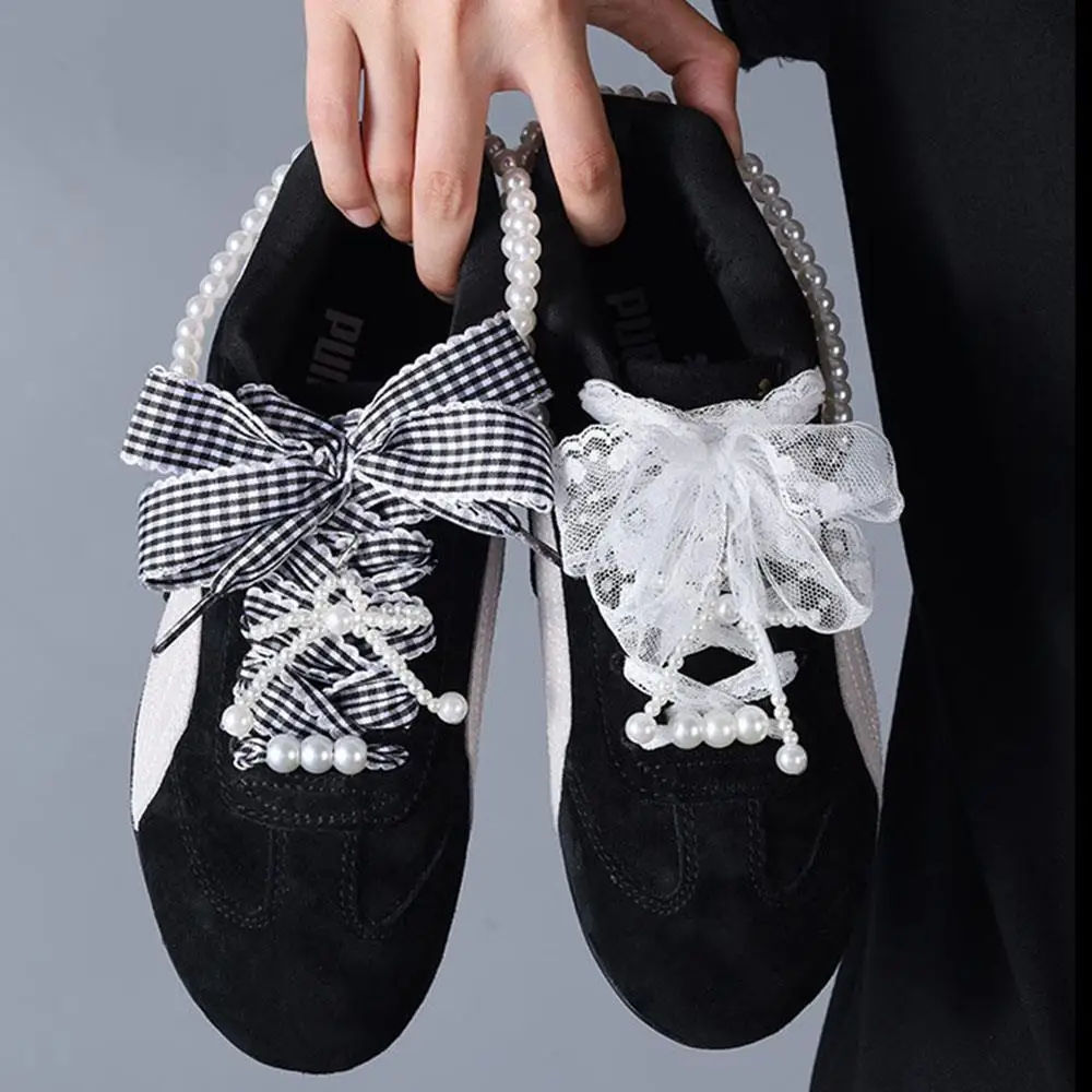

Women Fancy Flat Shoelace Lace Braided Shoelaces Black White Shoe Laces For Training Shoes Sneakers Casual Shoes Lace Decorat